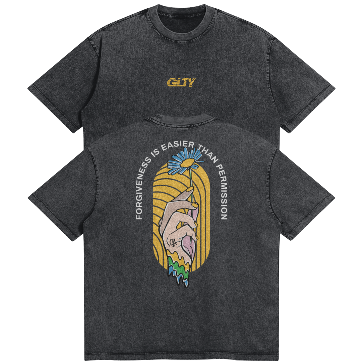 Forgiveness Tee - Oversized Tee - Black Acid Wash