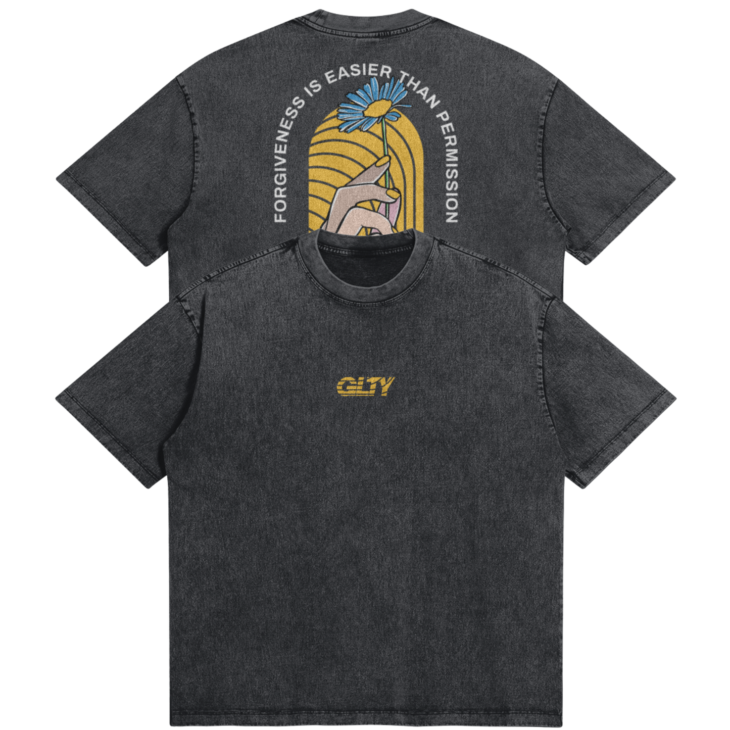 Forgiveness Tee - Oversized Tee - Black Acid Wash